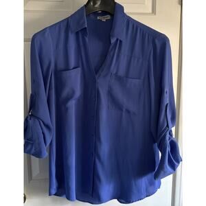EXPRESS PORTOFINO Blue Button Blouse Long Sleeve - Small Petite